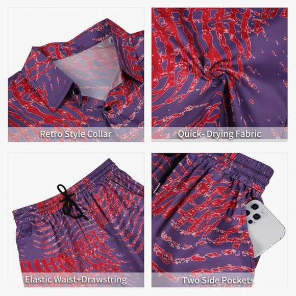 NWT Tanderin Men's Hawaiian Short Set XL - Picture 3 of 10